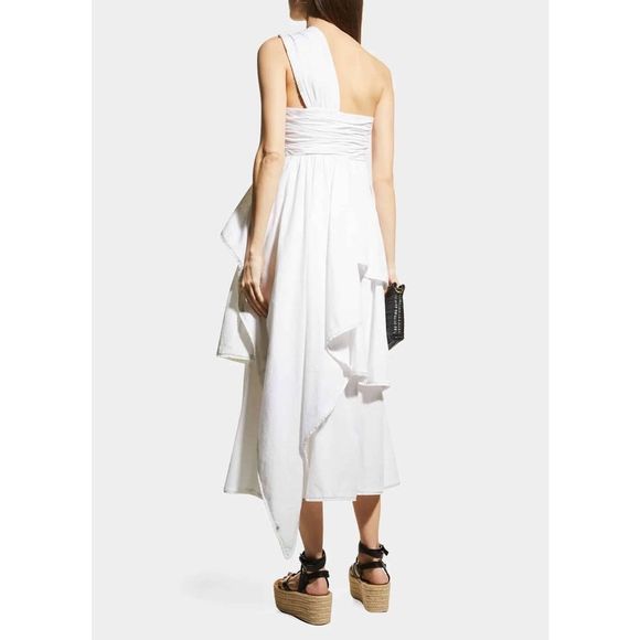 CINQ A SEPT Sori Tiered Cotton One-Shoulder Dress US 0 $465 - Picture 3 of 11